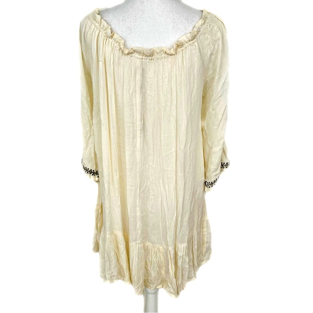 NWT RAGA Antalya Blouse Sugar Cookie Tunic Boho Flowy Tassels Festival Fairy - Picture 4 of 11